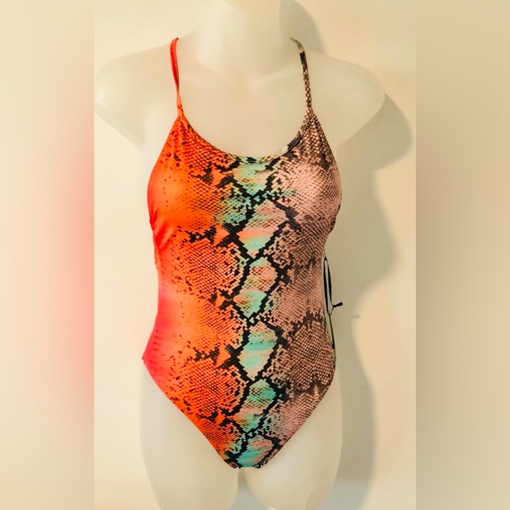 NWT Lovers + Friends Simple Times One Piece Swimsuit in Aztec Python - Picture 2 of 11